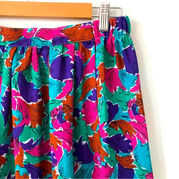 Vintage A-line Skirt Notations Retro MIDI Sheer Abstract Lightweight Size 12 - Picture 2 of 4